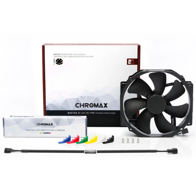 Kompiuterio ventiliatorius Noctua NF-A15 HS-PWM chromax.black.swap 150 mm, PWM, 300–1500 RPM, 140,2 m³/h, 24,6 dB