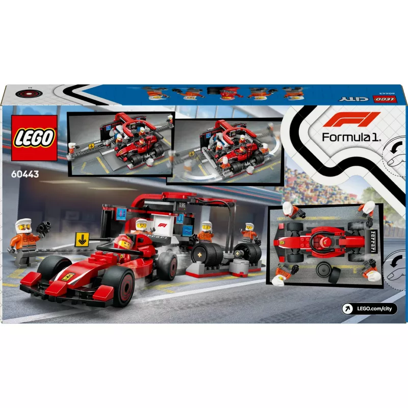 LEGO City F1 Pit Stop rinkinys 60443 – Ferrari F1 automobilis, 322 detalės, 5 minifigūrėlės, nuo 6 metų