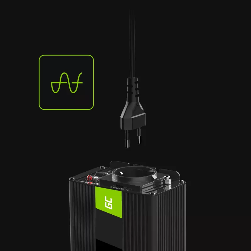 GREEN CELL automobilinis keitiklis 12V į 230V 150W/300W gryno sinuso