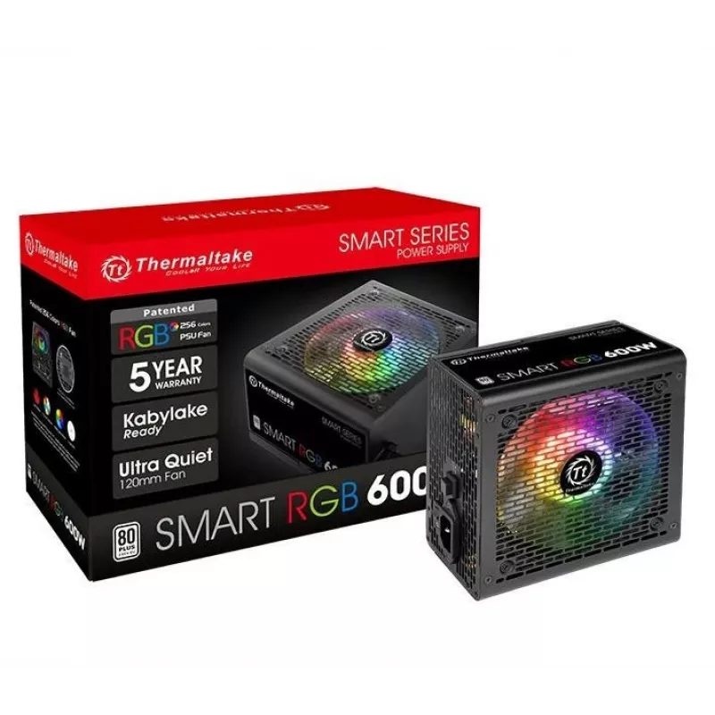 Thermaltake SMART RGB PS-SPR-0600NHSAWE-1 - Maitinimo blokas (vidinis) - ATX12V 2.3 - 80 PLUS - AC 230 V - 600 W - aktyvus PFC - juoda
