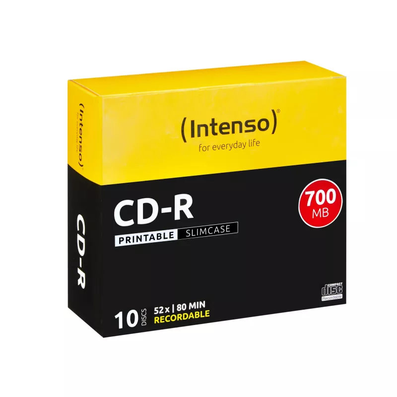 CD-R Intenso 1801622 700 MB 52x spausdinami 10 vnt. plonas dėklas