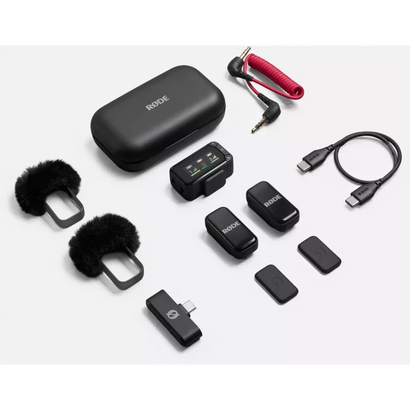 Belaidis lavalier mikrofonų rinkinys Rode Wireless Micro Camera Kit su belaidžiu siųstuvu ir imtuvu