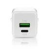 Sieninis įkroviklis everActive SC-330Q su 1x USB-A ir 1x USB-C prievadais, 20W, baltas