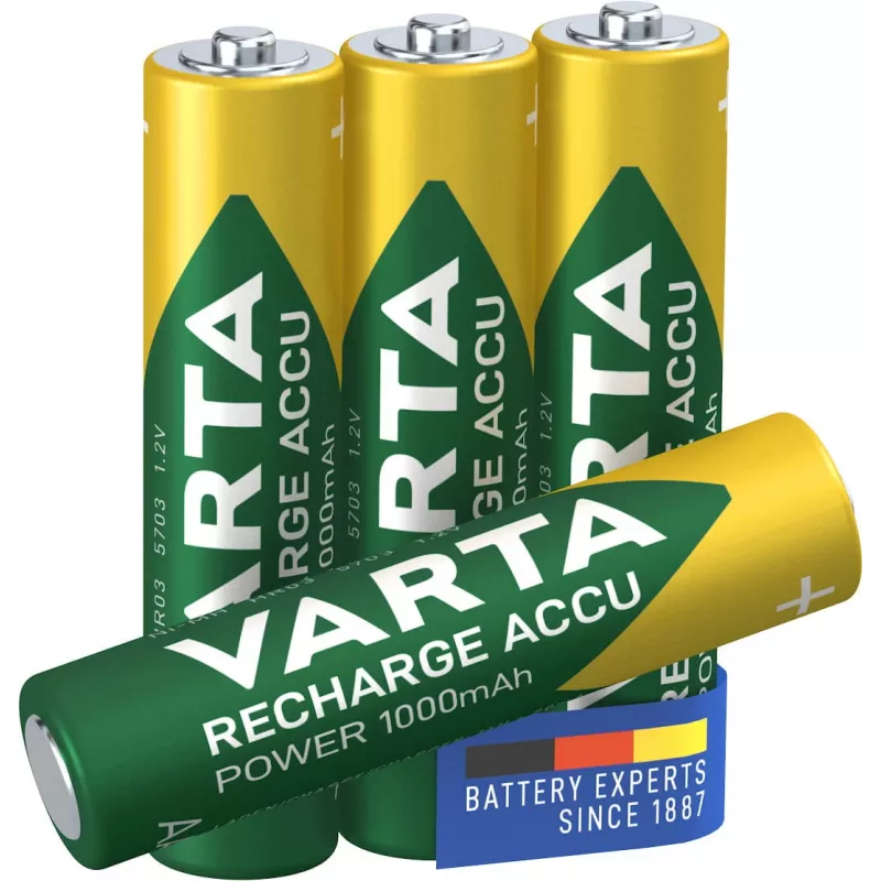VARTA HR03 AAA įkraunamos baterijos Accu Power 1000 mAh 05703 4 vnt. Žalia, Geltona