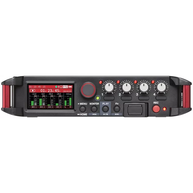 Nešiojamas garso įrašytuvas Tascam FR-AV4 — 6 kanalų, 4 XLR kombinuotos + 2x 3,5 mm, 24/32 bitų, 48/96/192 kHz, „MicroSD“ iki 512 GB, USB-C, PD