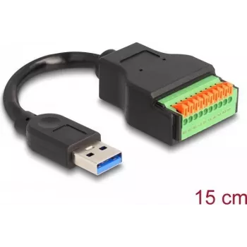DeLOCK USB 3.2 Gen 1 laidas, USB Type-A kištukas į gnybtų bloko adapterį, 15 cm