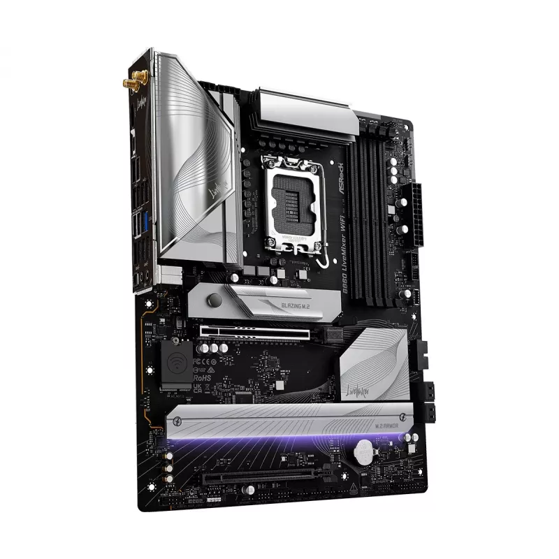 Motininė plokštė ASRock B860 LiveMixer WiFi — Intel B860, LGA 1851, ATX, DDR5, 4 DIMM, Wi‑Fi 6E, 2.5Gb LAN