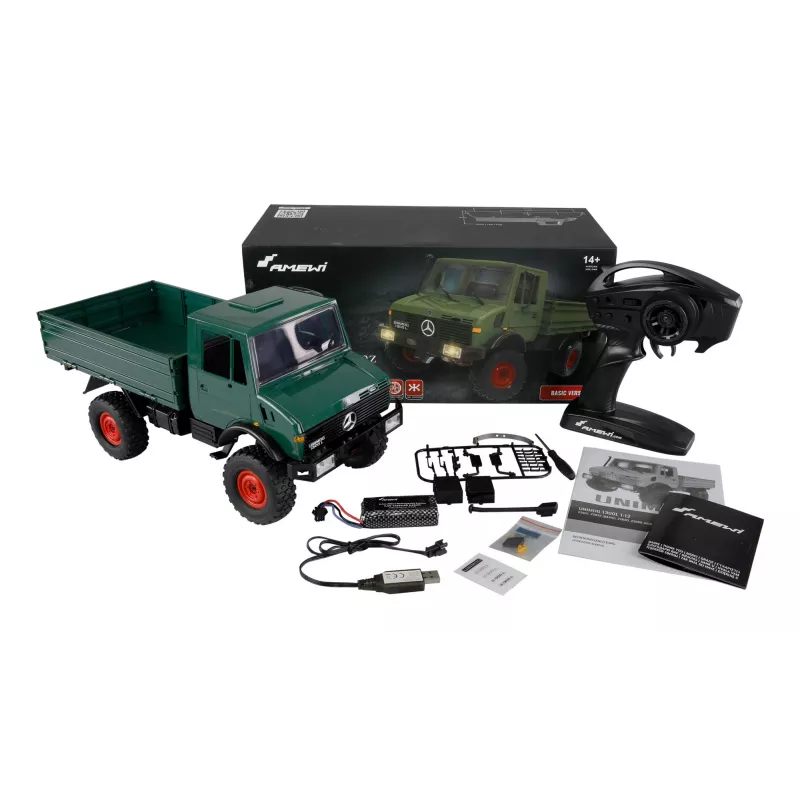 Amewi Mercedes‑Benz Unimog 1:12 mastelio nuotolinio valdymo automobilis 4WD, žalias