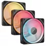 CORSAIR iCUE LINK LX120-R RGB 120 mm kompiuterio korpuso ventiliatoriai, atvirkštinės mentės, PWM, 3 vnt. pakuotė, juodos spalvos