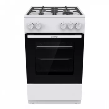 Laisvai pastatoma dujinė viryklė su orkaite Gorenje GG5A10WFFM – 4 degikliai, 70 L orkaitė, emaliuotas viršus, balta