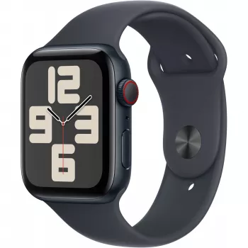 Apple Watch SE GPS + Cellular 44mm vidurnakčio aliuminio korpusas su vidurnakčio sportine juostele - M/L (MXGM3QF/A)