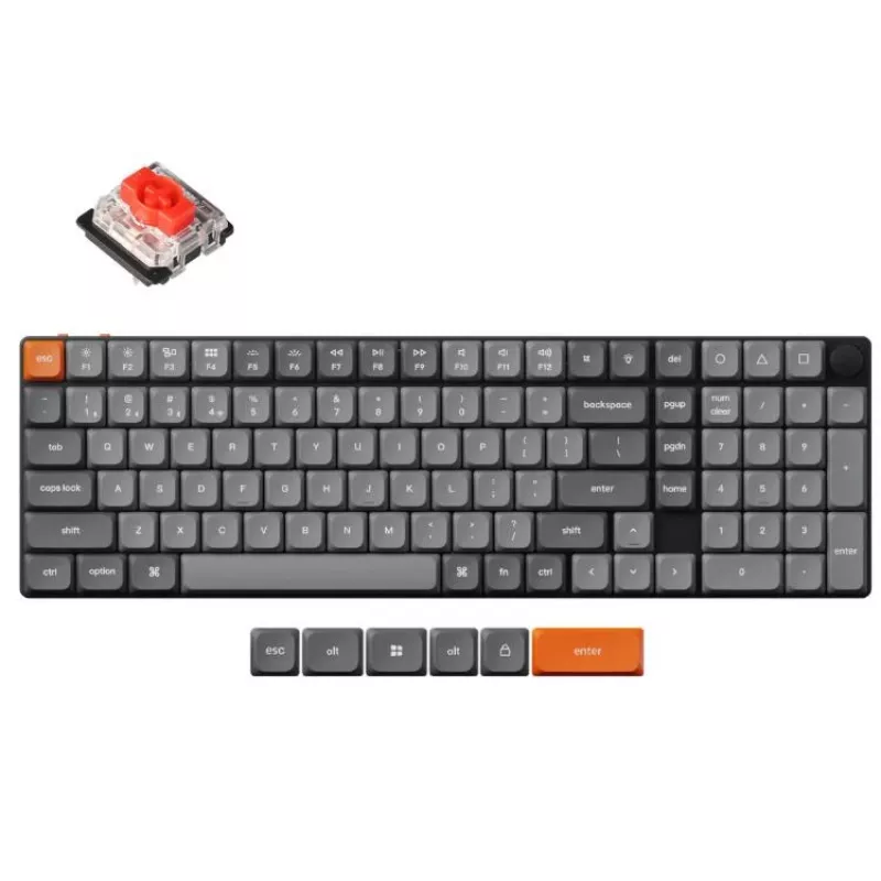 Belaidė mechaninė klaviatūra Keychron K17 MAX RGB juoda – kompaktiškas išdėstymas, Bluetooth ir USB-C ryšys
