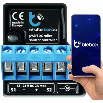 I/O modulis bleBox shutterBoxDC 2 dvejetainiai įėjimai, 2 relių išėjimai 230 V