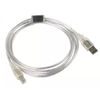 USB 2.0 kabelis LANBERG CA-USBA-12CC-0018-TR, USB A (kištukas) į USB B (kištukas), 1,8 m, permatomas
