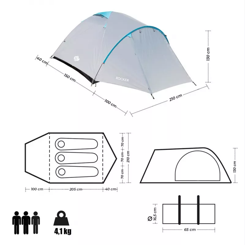 NILS CAMP ROCKER NC6013 3 vietų palapinė