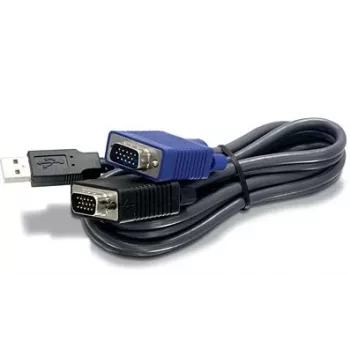 TRENDnet TK CU10 - KVM laidas - USB A tipo, 4 kontaktų, HD-15 (M) - HD-15 (M) - 3,1 m - Juoda (TK-CU10)