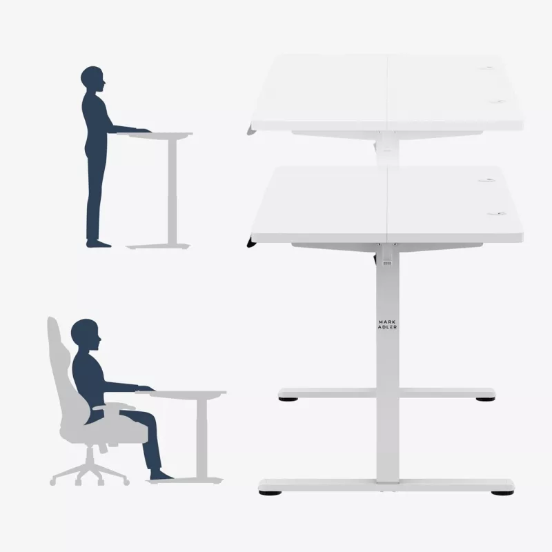Ergonomiškas stalas mark adler Leader 7.3 White – reguliuojamas aukštis, balta spalva