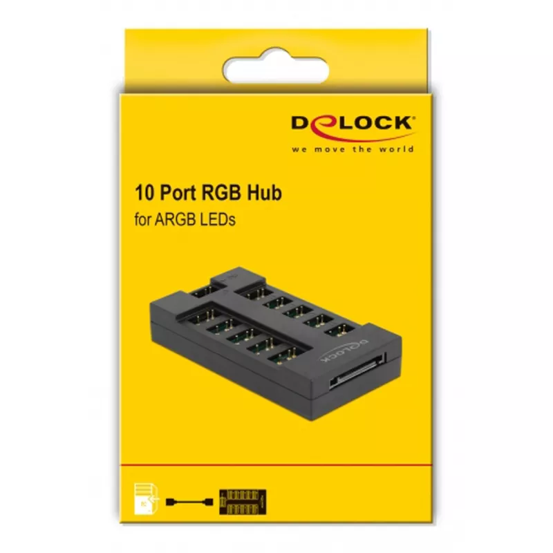 Delock RGB LED šviesų šakotuvas - 10 prievadų - Juodas (64128)