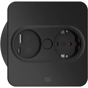 Bachmann 946.205 TWIST 2 kištukinis lizdas Type F + USB A + USB C, nerūdijantis plienas