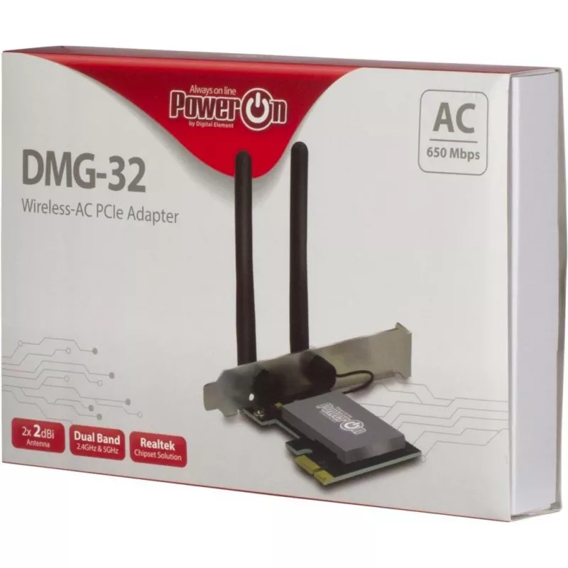 Inter-Tech DMG-32 – belaidžio ryšio PCI Express plokštė, 650 Mbit/s, juoda-sidabrinė (88888148)