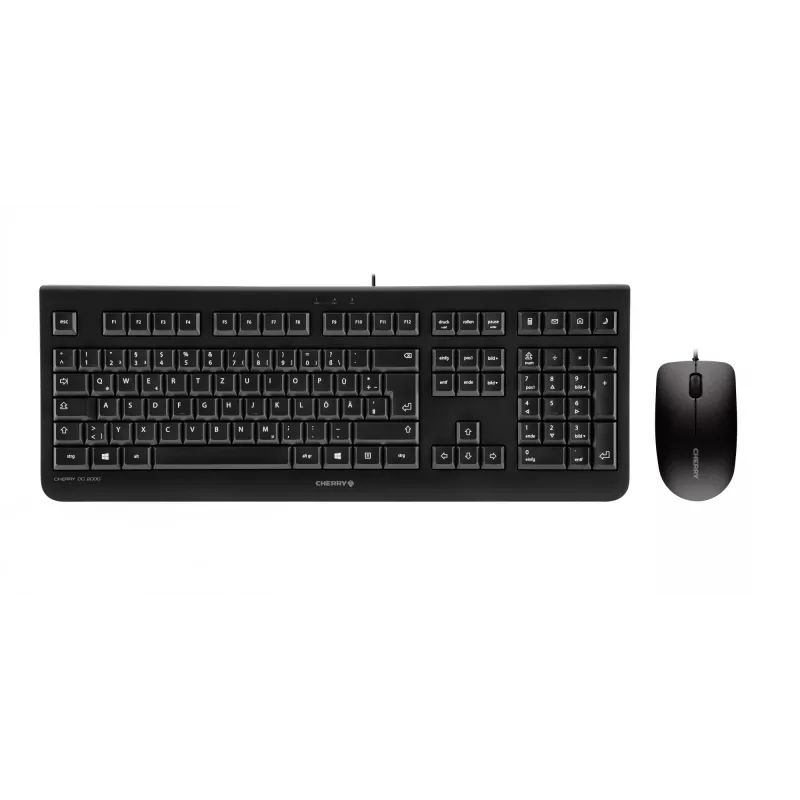 CHERRY DC 2000 Universal USB AZERTY belgiškas juodas – klaviatūra su pele