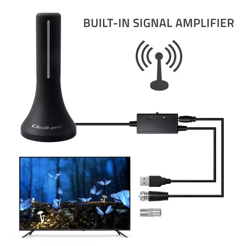 Televizijos antena QOLTEC DVB-T/T2 57065 (vidaus / lauko)
