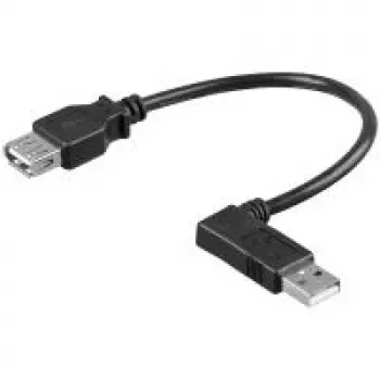 Wentronic Goobay USB 2.0 Hi-Speed prailginimo laidas, juodas, 0,3 m - USB 2.0 lizdas (A tipas) > USB 2.0 kištukas (A tipas) 90° (95705)