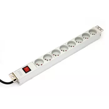 DIGITUS Professional a-19-STRIP-2-IMP - maitinimo paskirstymo įrenginys (stelažinis, 1U) - 8 lizdai, 250 V, 1,8 m laidas