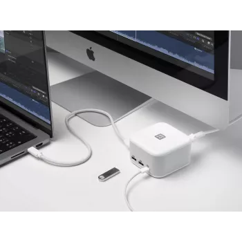 XtremeMac XWH-XCP-03 nešiojamojo kompiuterio dokavimo stotelė ir prievadų replikatorius, laidinis USB 3.2 Gen 1 (3.1 Gen 1) Type-C, balta (XWH-XCP-03)