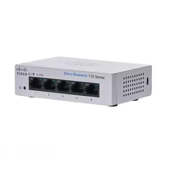 Nevaldomas L2 Gigabit Ethernet komutatorius Cisco CBS110 — 5x RJ-45 10/100/1000, 1U, 12V DC, 2048 MAC, 10 Gbit/s