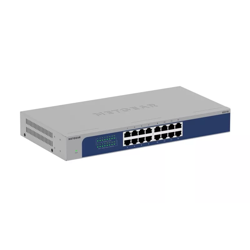 NETGEAR GS516-300EUS tinklo jungiklis, nevaldomas, Gigabit Ethernet (10/100/1000), pilka