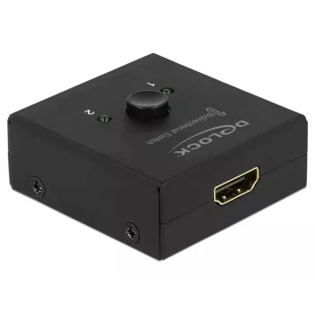 DeLock HDMI 2 į 1 dvipusis 4K 60 Hz kompaktiškas vaizdo/garso jungiklis - Mažmeninė dėžutė - 2 x HDMI - stalinis (64072)