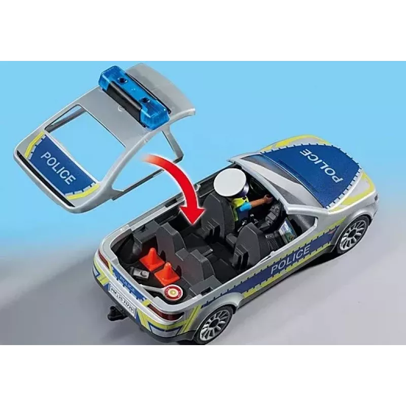 Playmobil policijos automobilis su sirena ir mirksinčia šviesa, įvairiaspalvis, plastikas, 3+