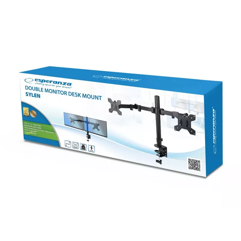 Esperanza ERW018 Stalo laikiklis dviem monitoriams 10-27'' iki 8 kg