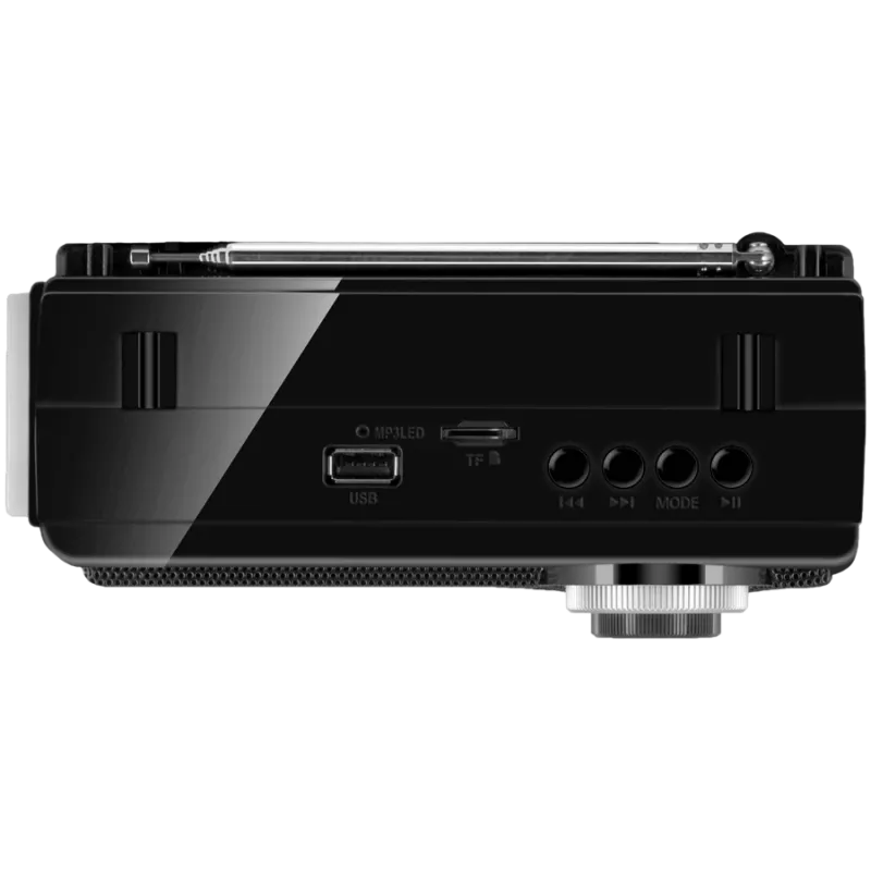 Nešiojamas garsiakalbis SVEN SRP-155, juodas (3W, Bluetooth, FM/AM/SW, USB, microSD, žibintuvėlis, baterija)
