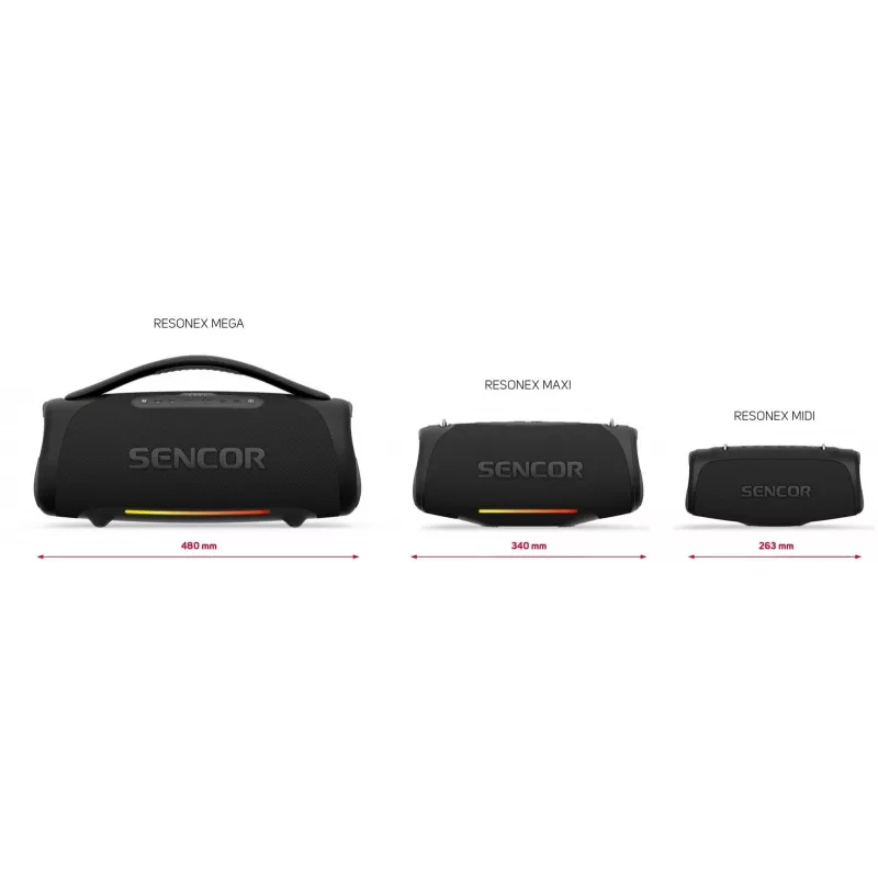 Nešiojamas garsiakalbis SENCOR RESONEXMAXI, 100 W, IPX7, 10 000 mAh, Bluetooth 5.3, USB-C
