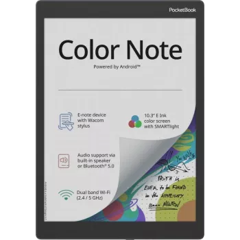 E. knygų skaitytuvas PocketBook Color Note 10.3 colio E Ink Kaleido, 32 GB, Wi‑Fi, jutiklinis ekranas, juoda/mėlyna