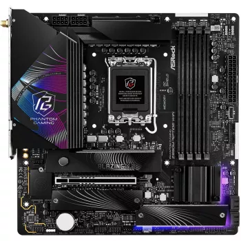 Motininė plokštė ASRock Phantom Gaming Z890M Riptide WiFi – Intel Z890, LGA1851, microATX, DDR5, 4x DIMM, 256GB, Wi‑Fi 6E, 2.5Gb LAN