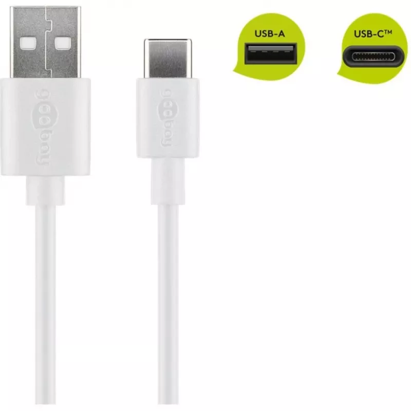 Wentronic 59130 2m USB-A USB-C laidas, baltas (59130)