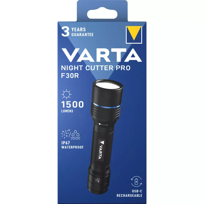 Žibintuvėlis Varta F30R Aluminium įkraunamas LED, aliuminio korpusas