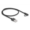 DeLOCK USB 2.0 laidas Type-A vyriškas į USB Type-C vyrišką kampu 0,5 m juodas