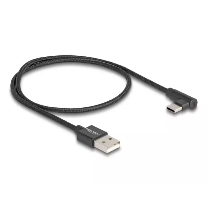 DeLOCK USB 2.0 laidas Type-A vyriškas į USB Type-C vyrišką kampu 0,5 m juodas