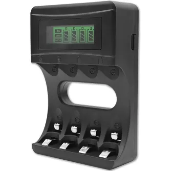 QOLTEC 50654 Įkroviklis Ni‑MH R03 (AAA) ir R6 (AA) baterijoms, 1800 mA