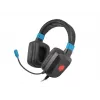 Žaidimų ausinės Fury NFU-1584 su boom mikrofonu, uždengiančios ausis, 98 dB, 15–25000 Hz, 2 m laidas, USB ir 3,5 mm, mėlynos