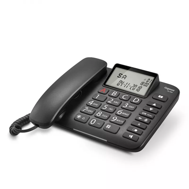 Laidinis telefonas Gigaset DL380 su skambučio numerio rodymu juodas