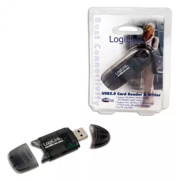 Kortelių skaitytuvas LOGILINK CR0007 USB 2.0 SD/MMC, juodas, iki 480 Mbit/s