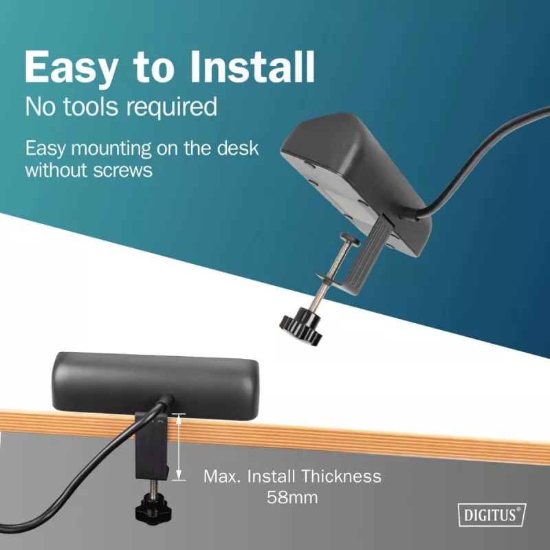 Maitinimo juosta DIGITUS 3 kištukiniai lizdai su 2×USB-A ir 1×USB-C, 1,5 m laidas, juoda