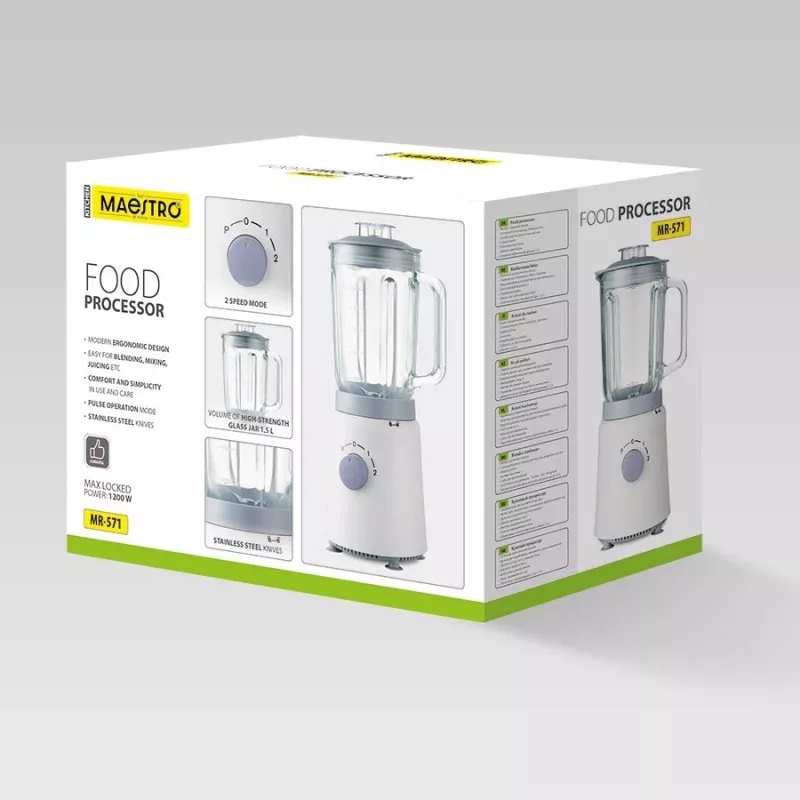 Virtuvinis kombainas Maestro MR-571 1200W baltas/pilkas – daugiafunkcis maisto ruošimo pagalbininkas