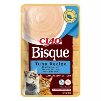 Šlapias skanėstas katėms INABA CIAO Bisque – tunas, jautiena, vištiena, 40 g pakeliai, 24 vnt.