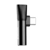 Baseus garso adapteris USB-C į Mini Jack 3,5 mm + USB-C (juodas)